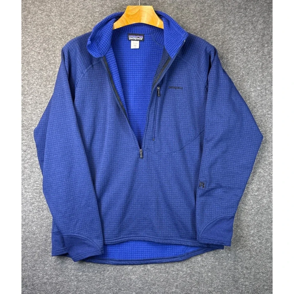 Patagonia R1 Regulator Pullover Mens L Blue Polartec Grid Half Zip‎ Outdoors USA
